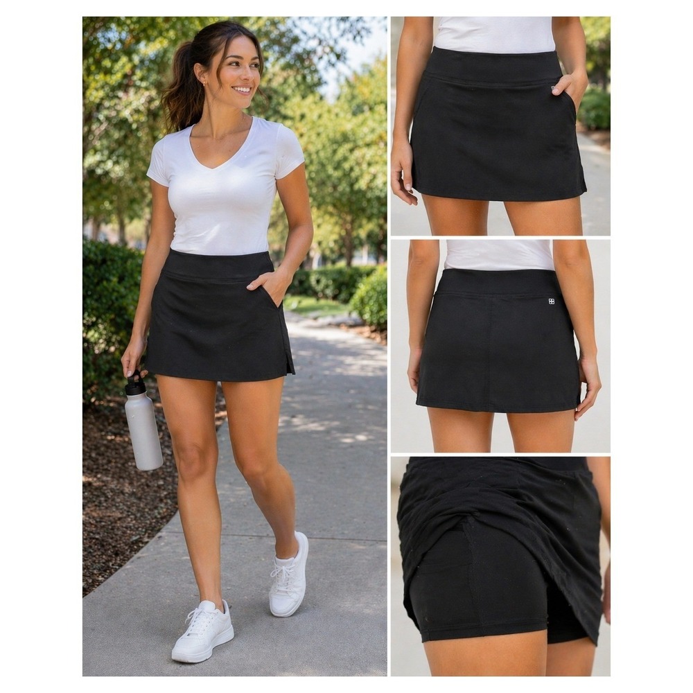 Swiss Alps Athletic Skort Womens M Black Tennis Golf Skirt Shorts Pockets
